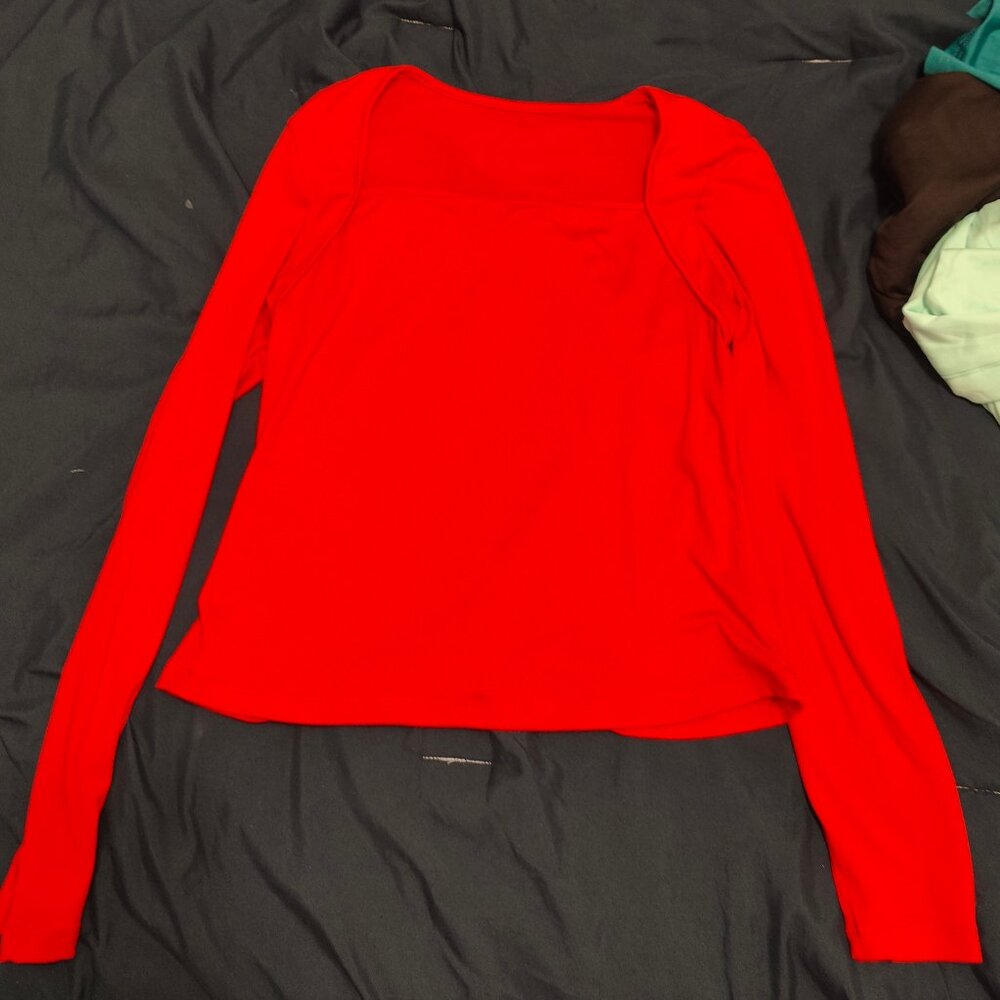 Red Long Sleeve Top